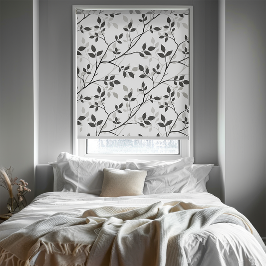 Rulou textil cu model Black Leaves