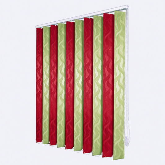 Jaluzele Verticale Satin Leaves 0222 Roșu rubin+Verde fistic