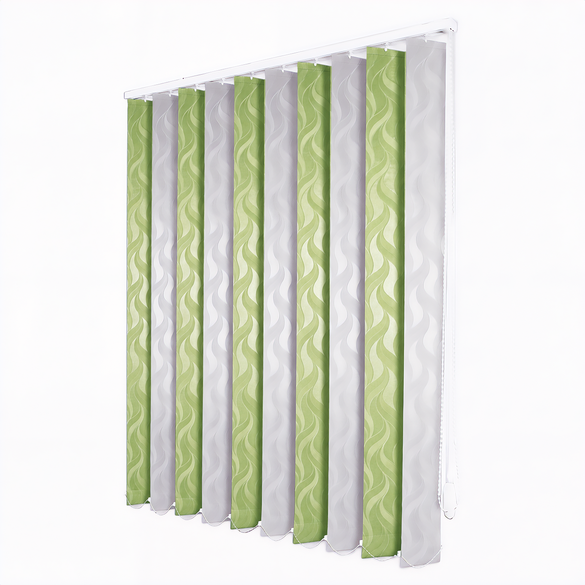 Jaluzele Verticale Satin Leaves 2219 Verde fistic + Gri argintiu