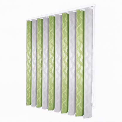 Jaluzele Verticale Satin Leaves 2219 Verde fistic + Gri argintiu