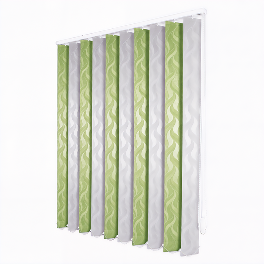 Jaluzele Verticale Satin Leaves 2219 Verde fistic + Gri argintiu