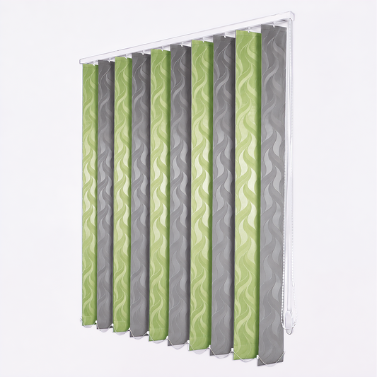 Jaluzele Verticale Satin Leaves 2220 Verde fistic + Gri