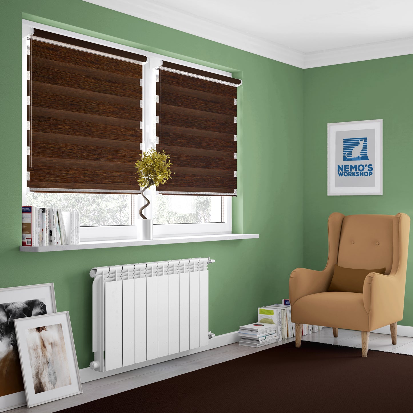 Rulou textil Zebra, day&night, natur, maro